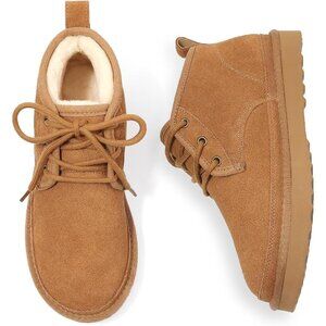 Women's Faux Fur Ankle Lined Short Lace Up Snow Mini Booties Light Brown Shoes